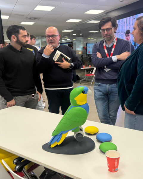 El loro Onorato, uno de los Premios Tecnología Humanitaria de Cruz Roja. Foto: prensa.
