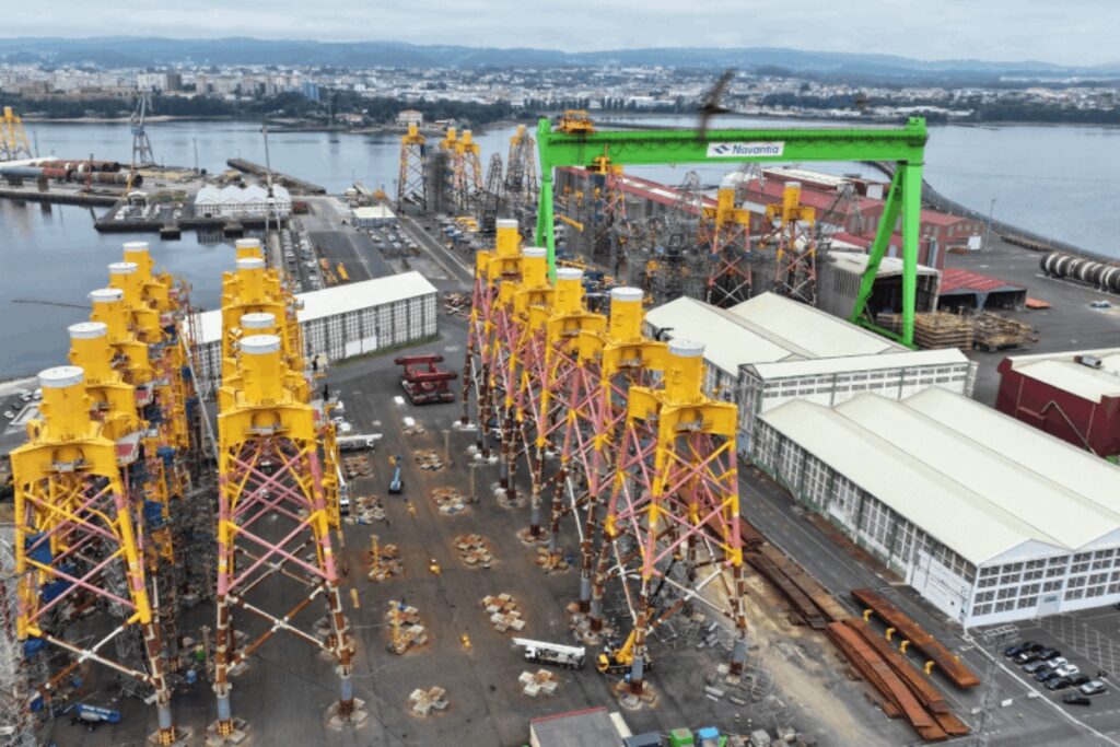 Cimentaciones para eólica marina en las instalaciones de Navantia Seanergies en Fene (Galicia). Foto: prensa.