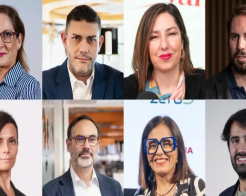 Algunos de los docentes del Máster de Periodismo Multimedia de El Español: María Peral, Jorge Calabrés, Puri Beltrán, Alberto Iglesias, Esther Paniagua, Fernando Garea, Carmen Serna y Dani Ramírez.