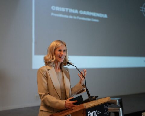 La presidenta de Cotec, Cristina Garmendia, durante la presentación del quinto informe de economía circular.