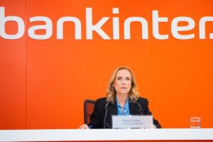 Gloria Ortiz, CEO Bankinter, en una de las presentaciones de resultados.