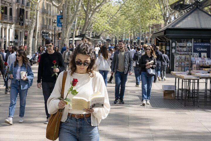 Dia del libro. Sant Jordi. Las Ramblas, Barcelona