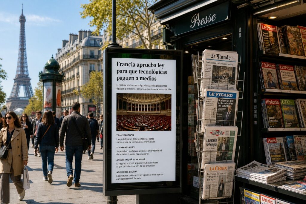 Francia aprueba una ley que obliga a las tecnológicas a pagar a los medios