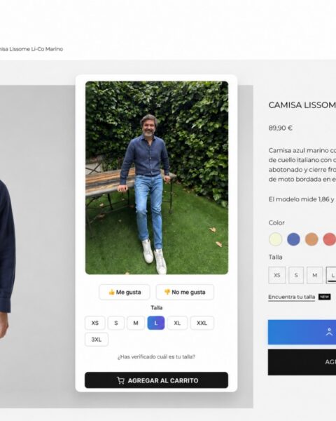 El probador virtual en una compañía de moda masculina.