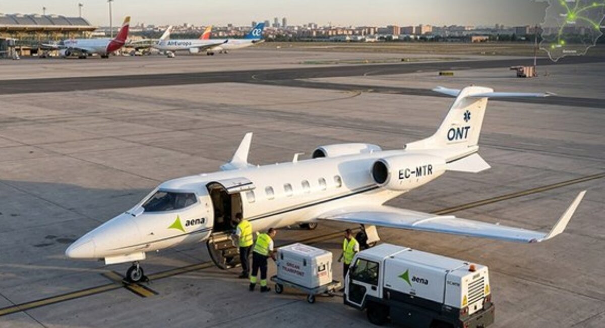 Uno de los vuelos de Aena para transportar órganos para trasplante.