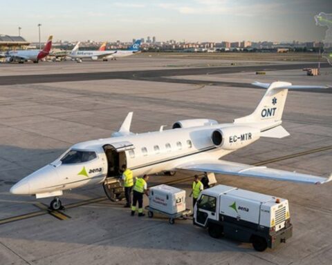 Uno de los vuelos de Aena para transportar órganos para trasplante.