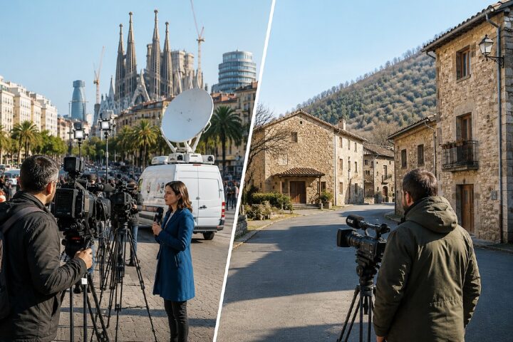 Cobertura de noticias en Cataluña. Imagen hecha con photoshop
