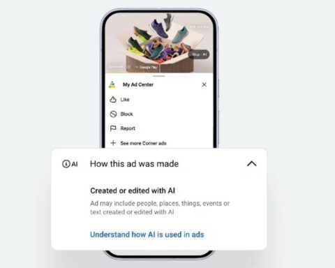 La etiqueta de Google para identificar a los anuncios hechos con IA.