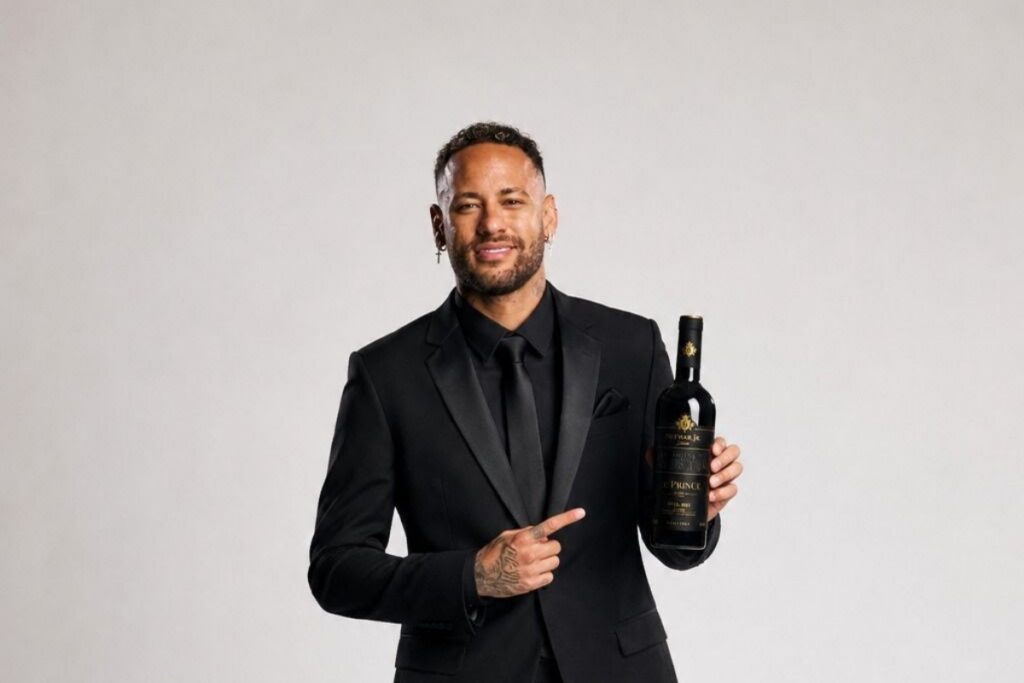Neymar en la prersentación de su nuevo vino español de Rioja.