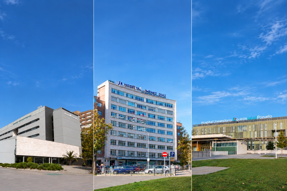 El Hospital Universitari Dexeus, la Fundación Jiménez Díaz y el Hospital de Pozuelos.
