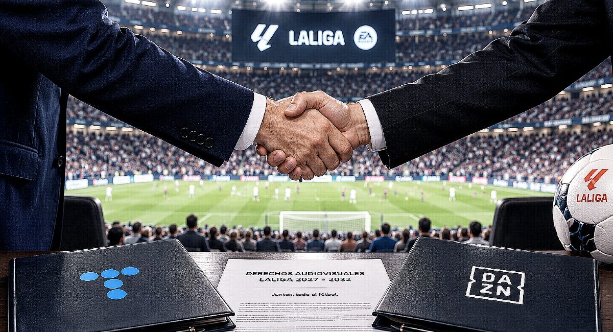 El acuerdo permitirá a Movistar Plus+ mantener el 100_ de los partidos de Primera División durante cinco temporadas.