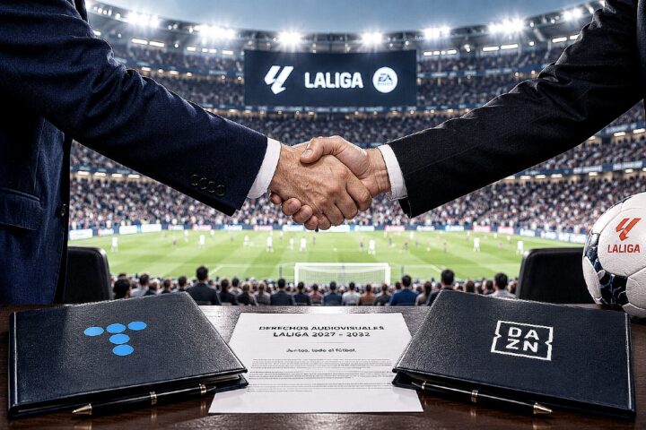El acuerdo permitirá a Movistar Plus+ mantener el 100_ de los partidos de Primera División durante cinco temporadas.