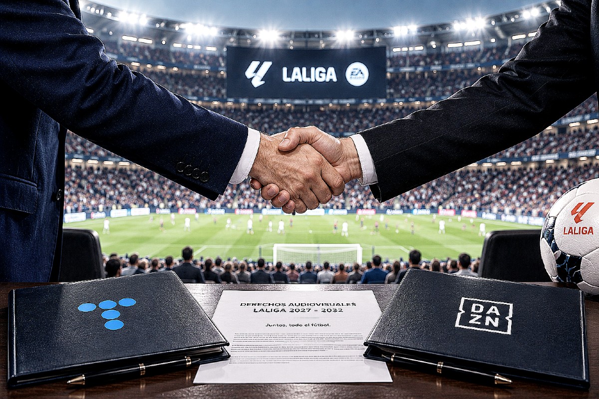 El acuerdo permitirá a Movistar Plus+ mantener el 100_ de los partidos de Primera División durante cinco temporadas.