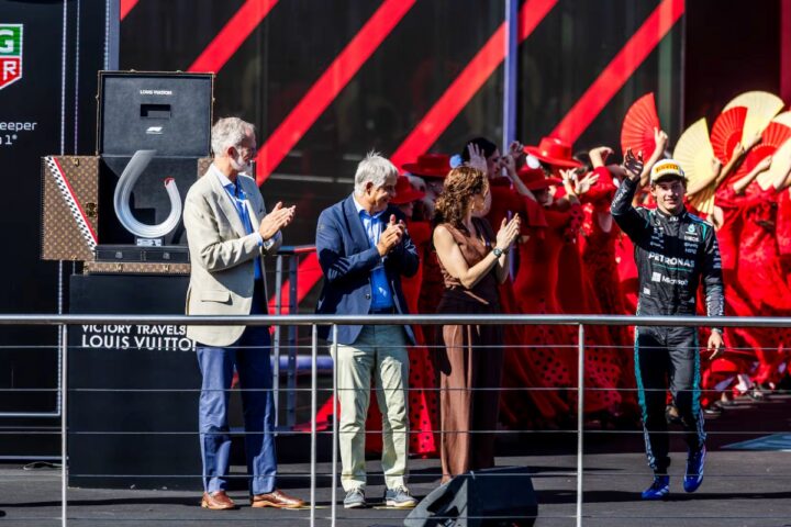 Kimi Antonelli, el rey Felipe VI, Carmelo Sanz de Barros e Isabel D&iacute;az Ayuso